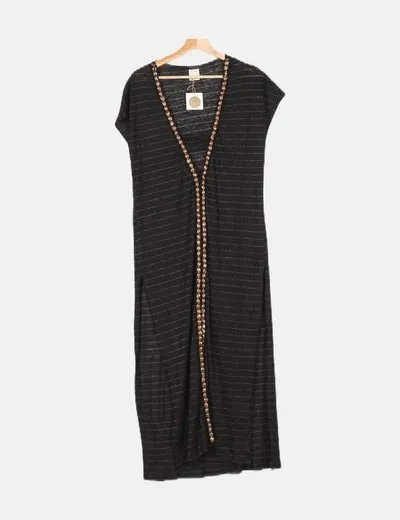 Nu Uniq Túnica negra rayas glitter