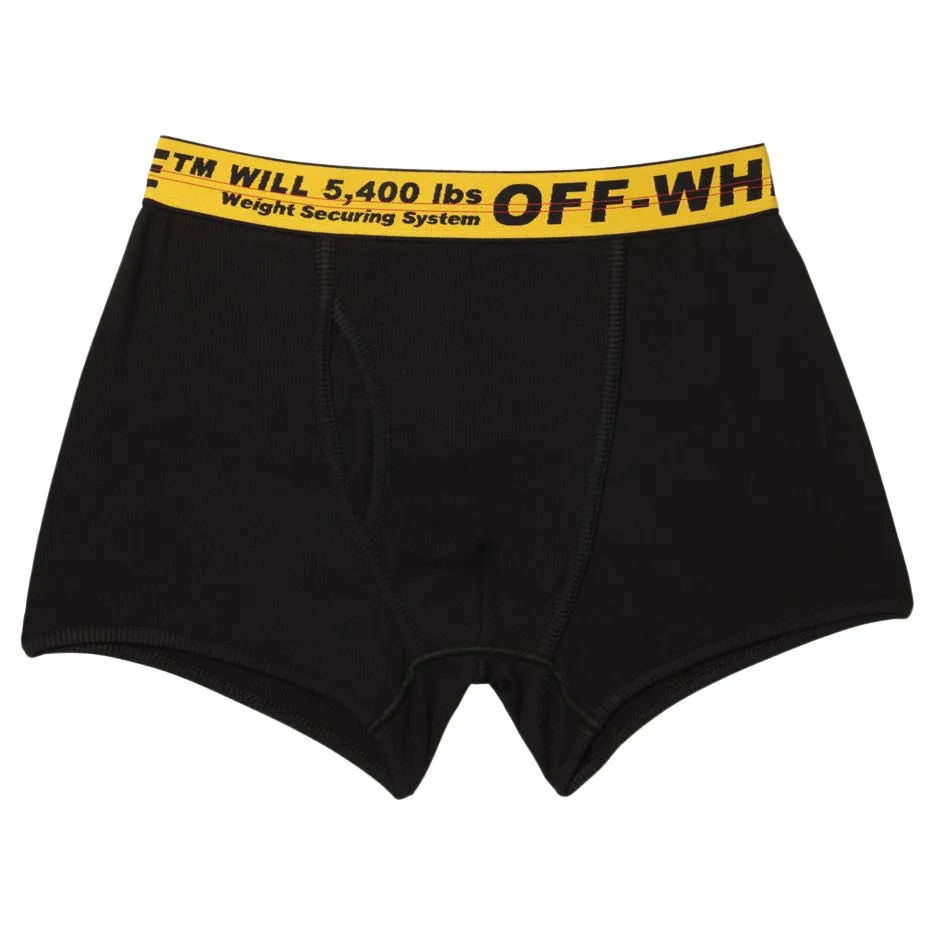 OFFWHITE SINGLE PACK STRETCH COTTON BOXER BRIEFS BLACK/YELLOW/BLACK