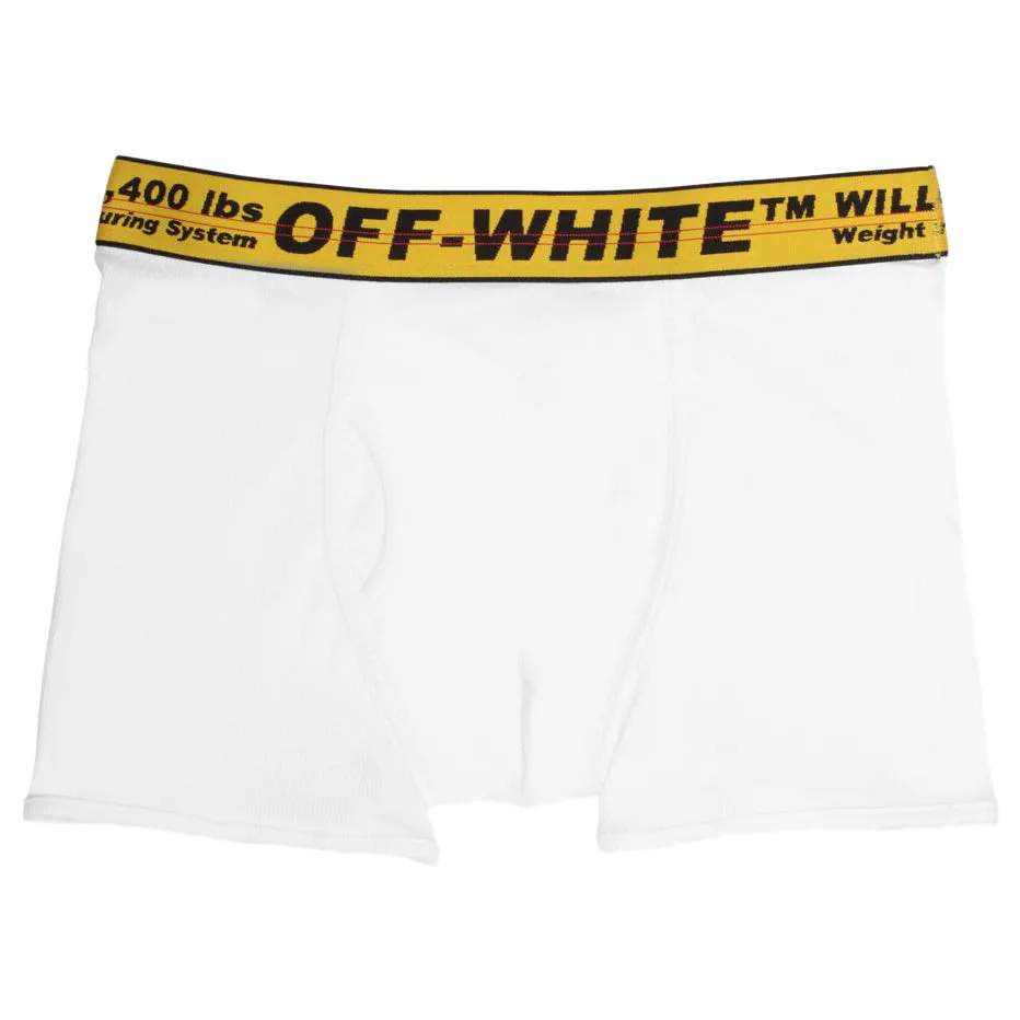 OFFWHITE SINGLE PACK STRETCH COTTON BOXER BRIEFS WHITE/YELLOW/BLACK