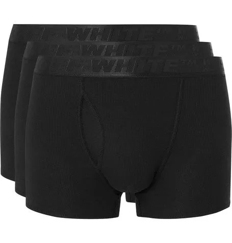 OFFWHITE THREE PACK STRETCH COTTON BOXER BRIEFS (SS19) BLACK