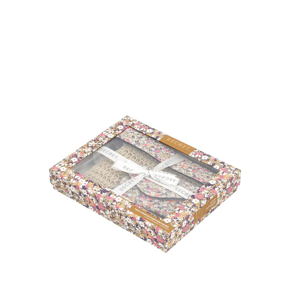 Pack 2 cosmetiqueros + monedero mujer Quebec flores