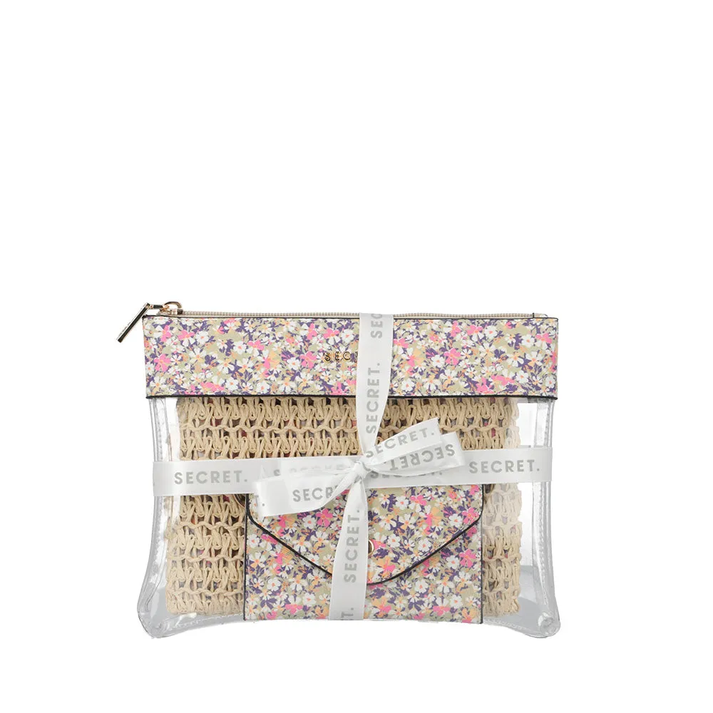Pack 2 cosmetiqueros + monedero mujer Quebec flores