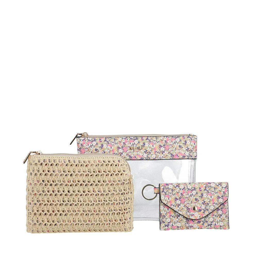 Pack 2 cosmetiqueros + monedero mujer Quebec flores