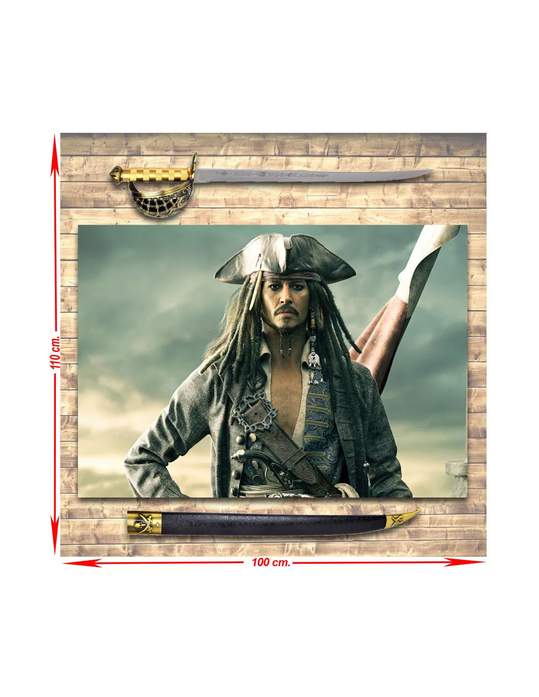 Pack Espada Jack Sparrow Piratas Del Caribe + Estandarte