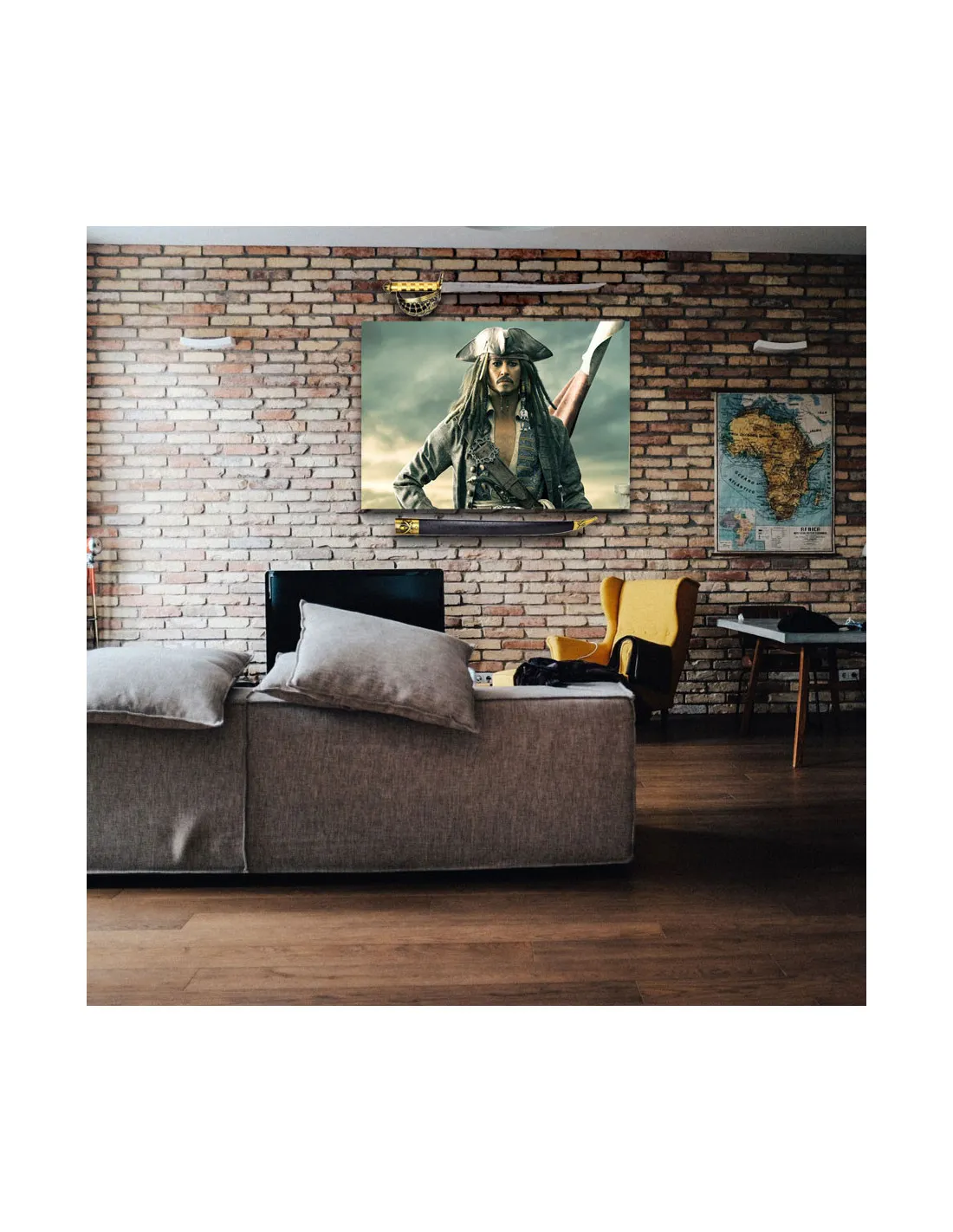 Pack Espada Jack Sparrow Piratas Del Caribe + Estandarte