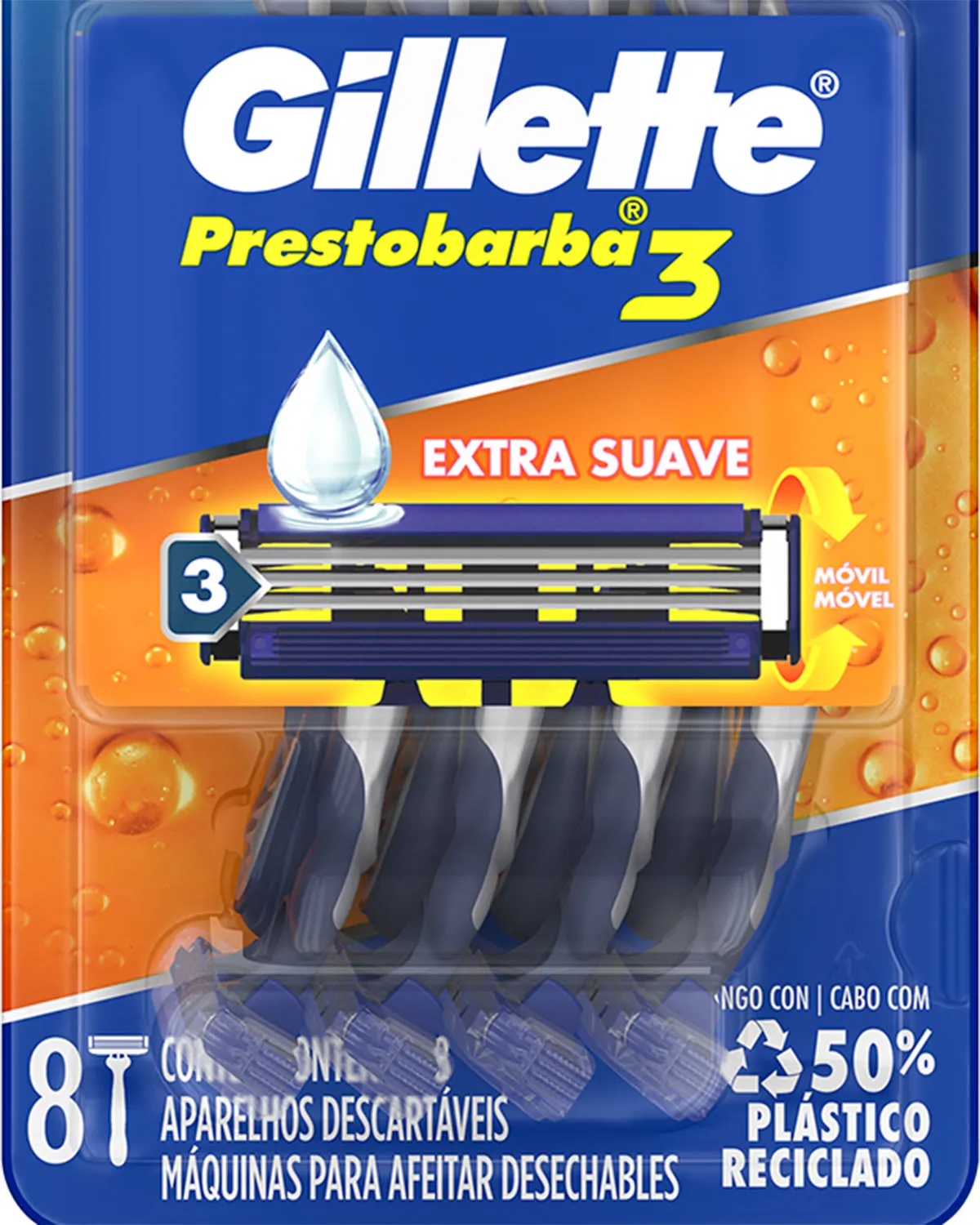 Pack x8 unidades Afeitadora Desechable con Afeitadas Suaves Prestobarba3
