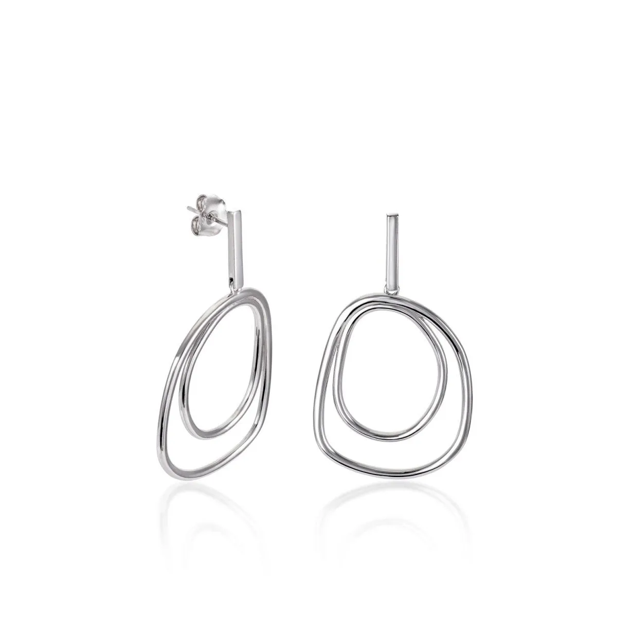 Pendientes aros grandes diseo irregular en plata lisa