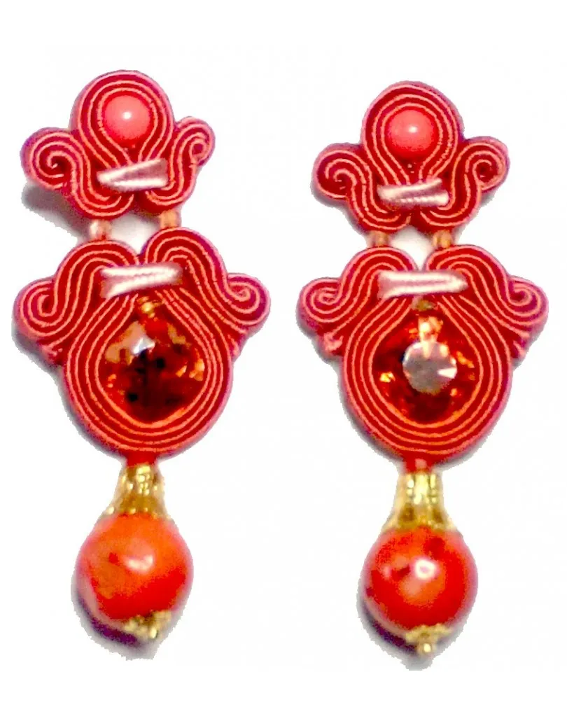 PENDIENTES FLAMENCA CORAL ALTA BISUTERIA