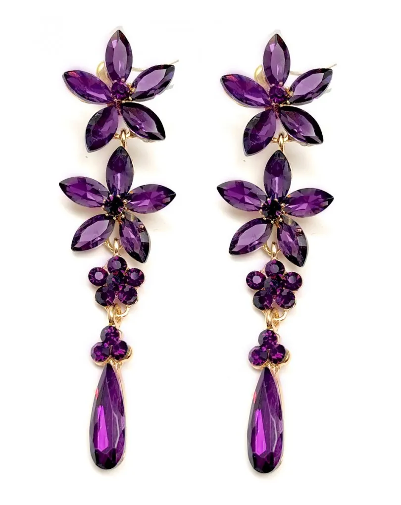 PENDIENTES MUJER MORADOS, PENDIENTES LARGOS