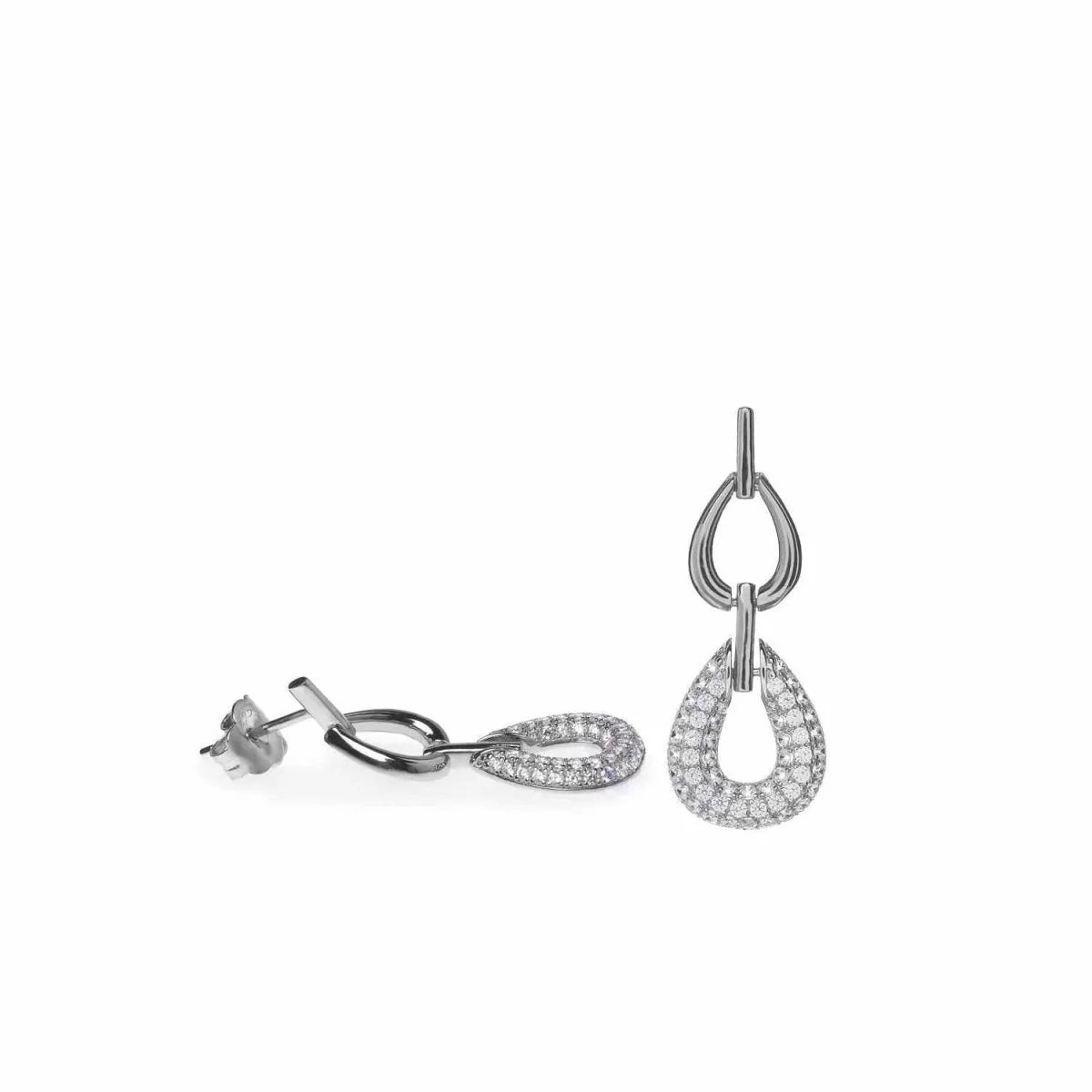 Pendientes originales diseo de doble óvalo y circonitas