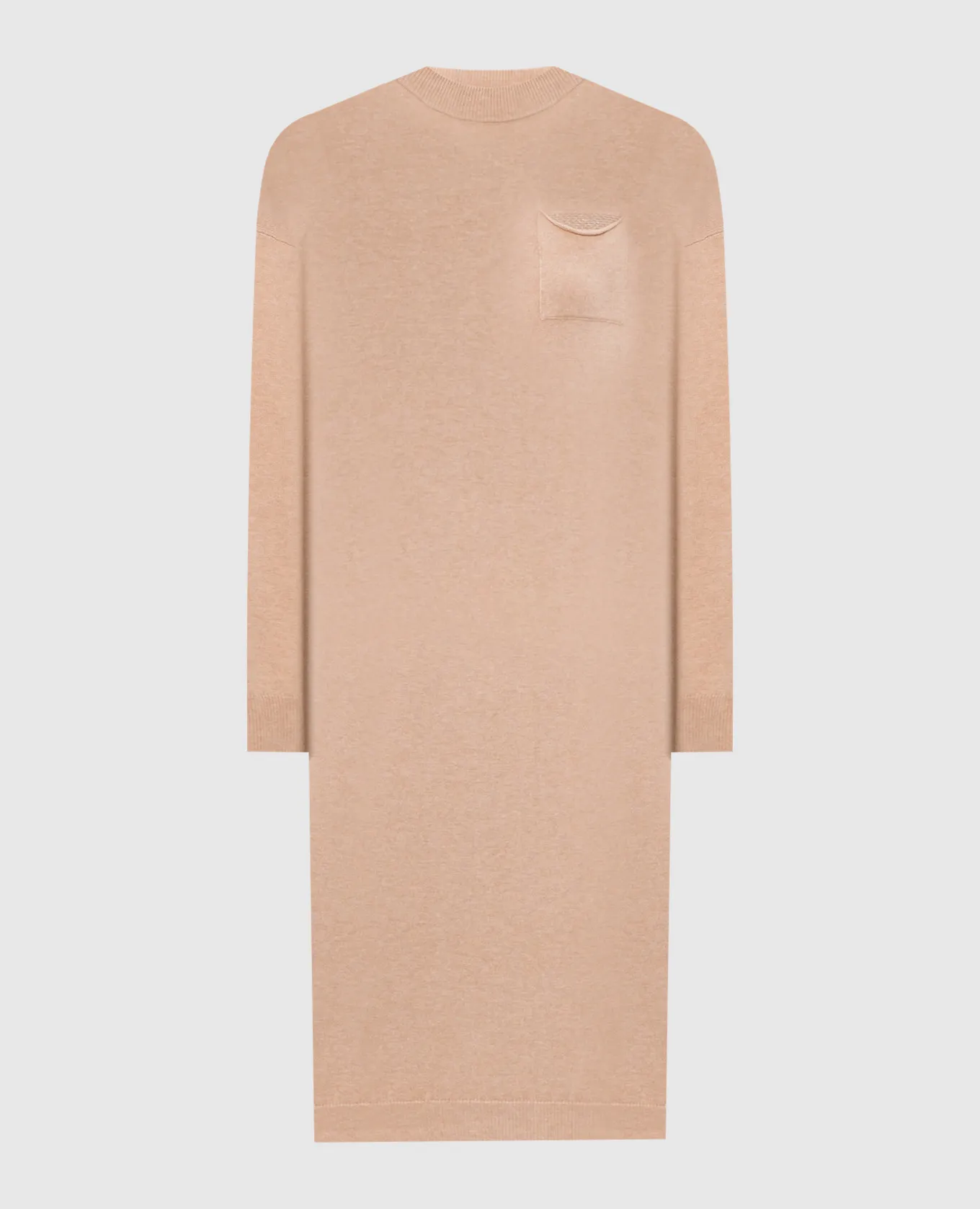 Peserico Brown wool, silk and cashmere dress with monil chain