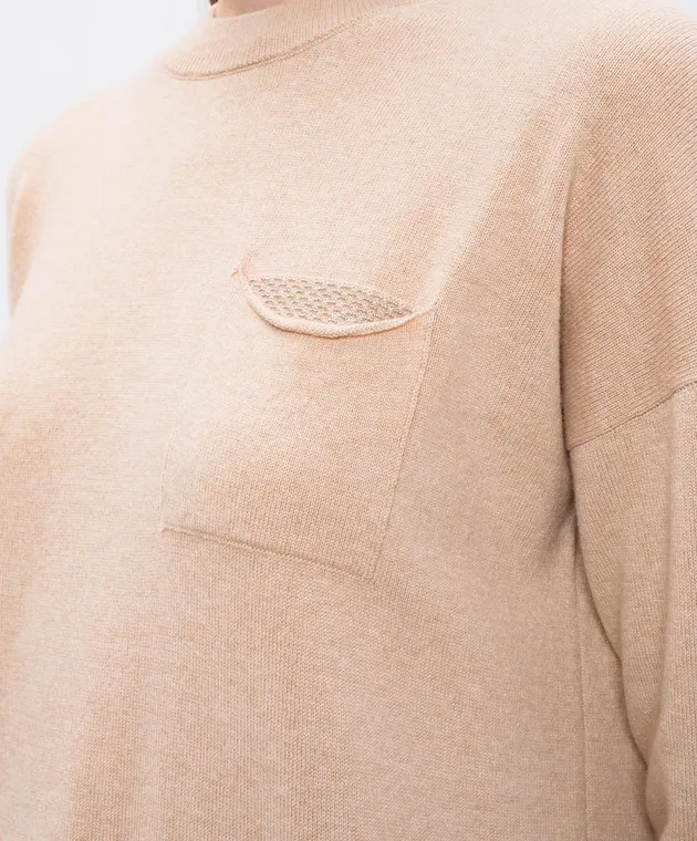 Peserico Brown wool, silk and cashmere dress with monil chain