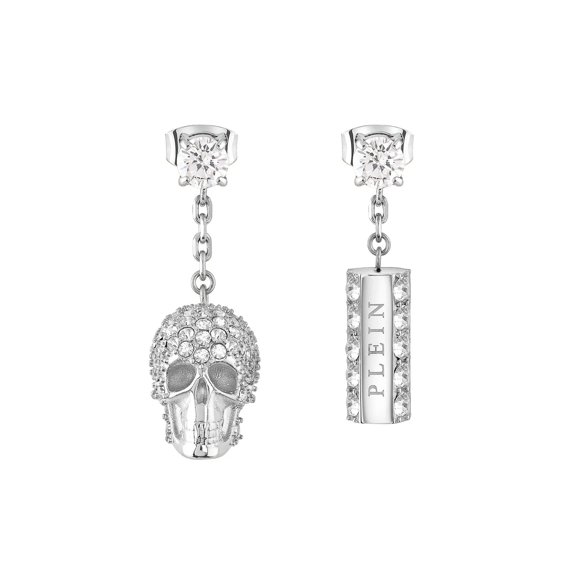Philipp Plein Damen Ohrringe Ohrhänger Edelstahl silber SLIDING $KULL PJ3EA02EU