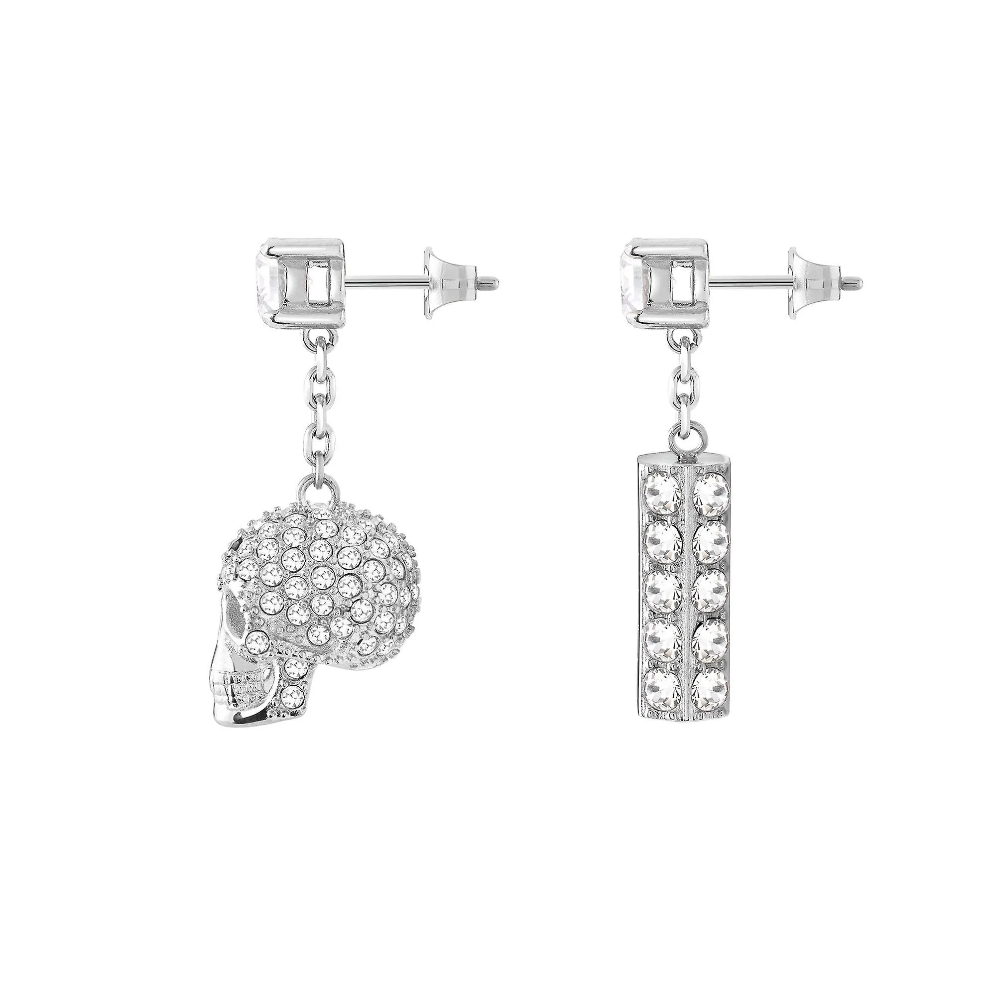 Philipp Plein Damen Ohrringe Ohrhänger Edelstahl silber SLIDING $KULL PJ3EA02EU