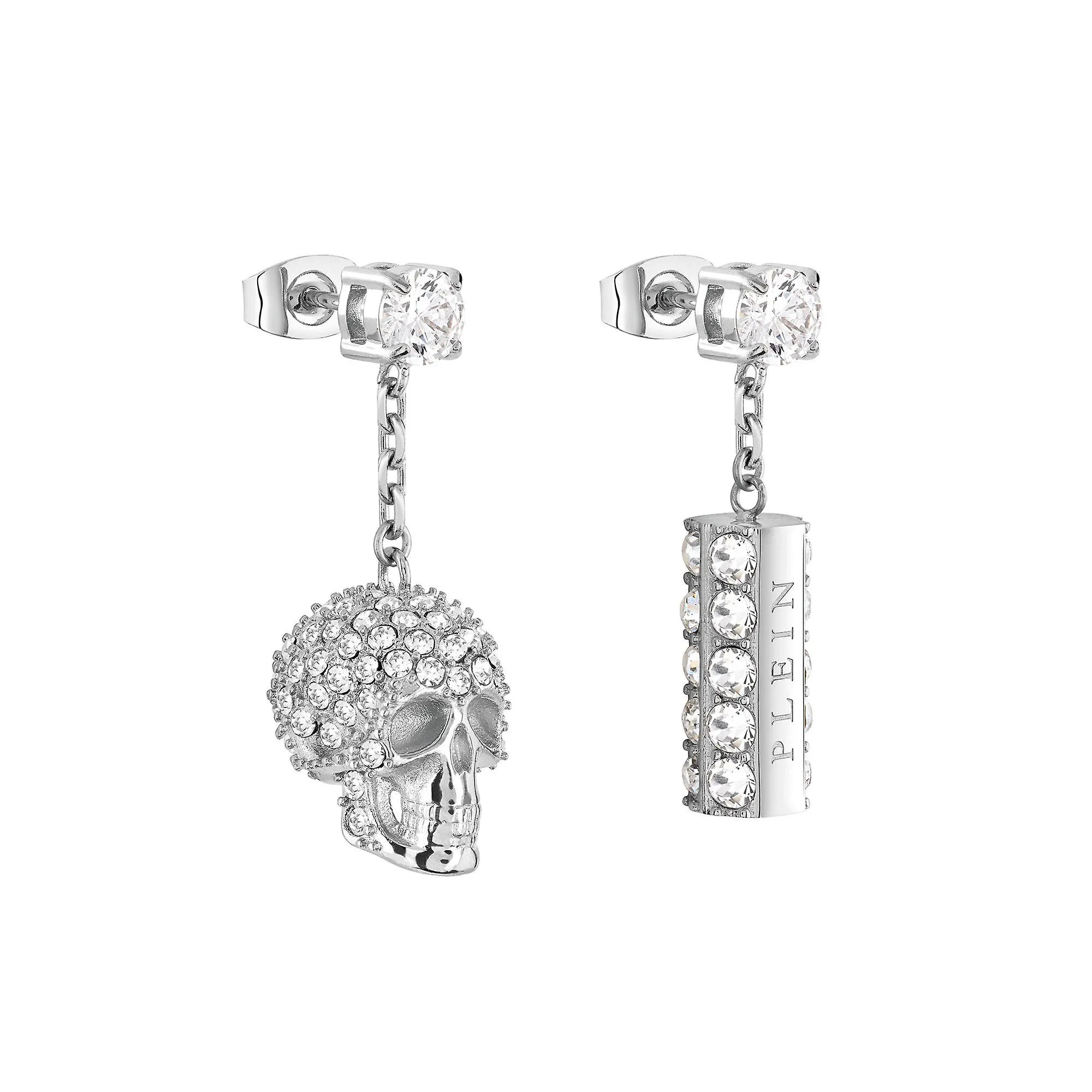 Philipp Plein Damen Ohrringe Ohrhänger Edelstahl silber SLIDING $KULL PJ3EA02EU
