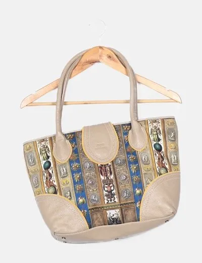 Picard Bolso shopper beige estampado