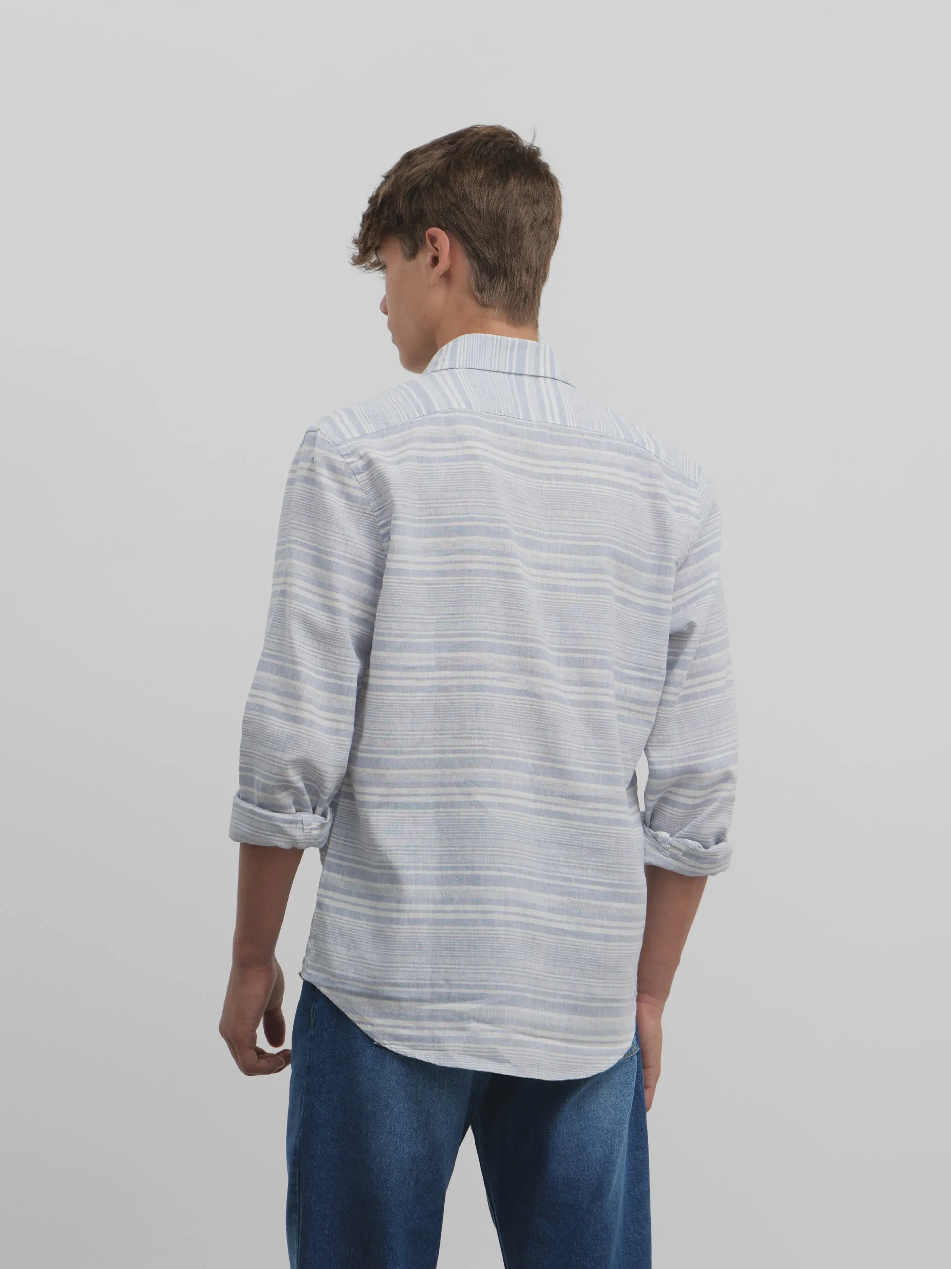 Polera sport silbon soft rayas irregulares azules