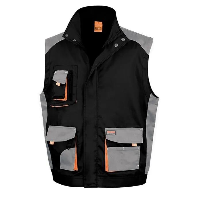 RESULT RS317  BODYWARMER DE TRAVAIL LITE  BLACK / GREY / ORANGE