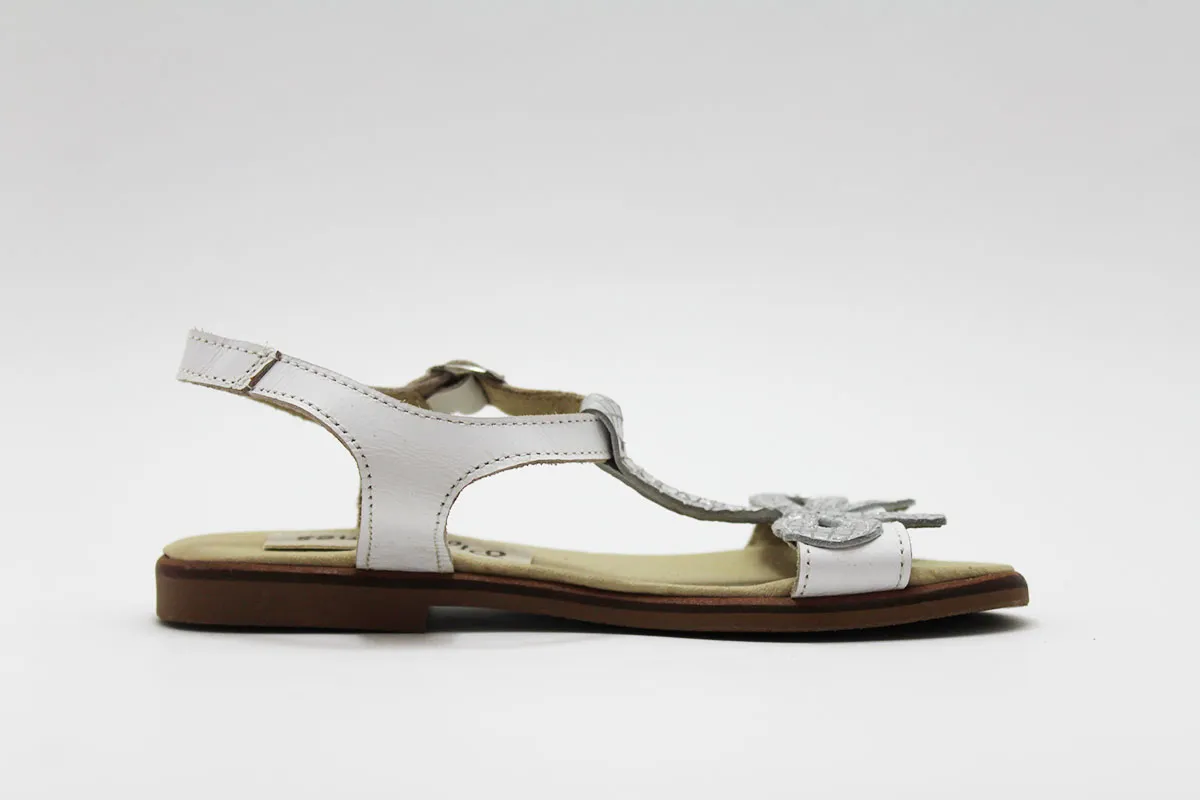 Sandalia blanco/plata niña