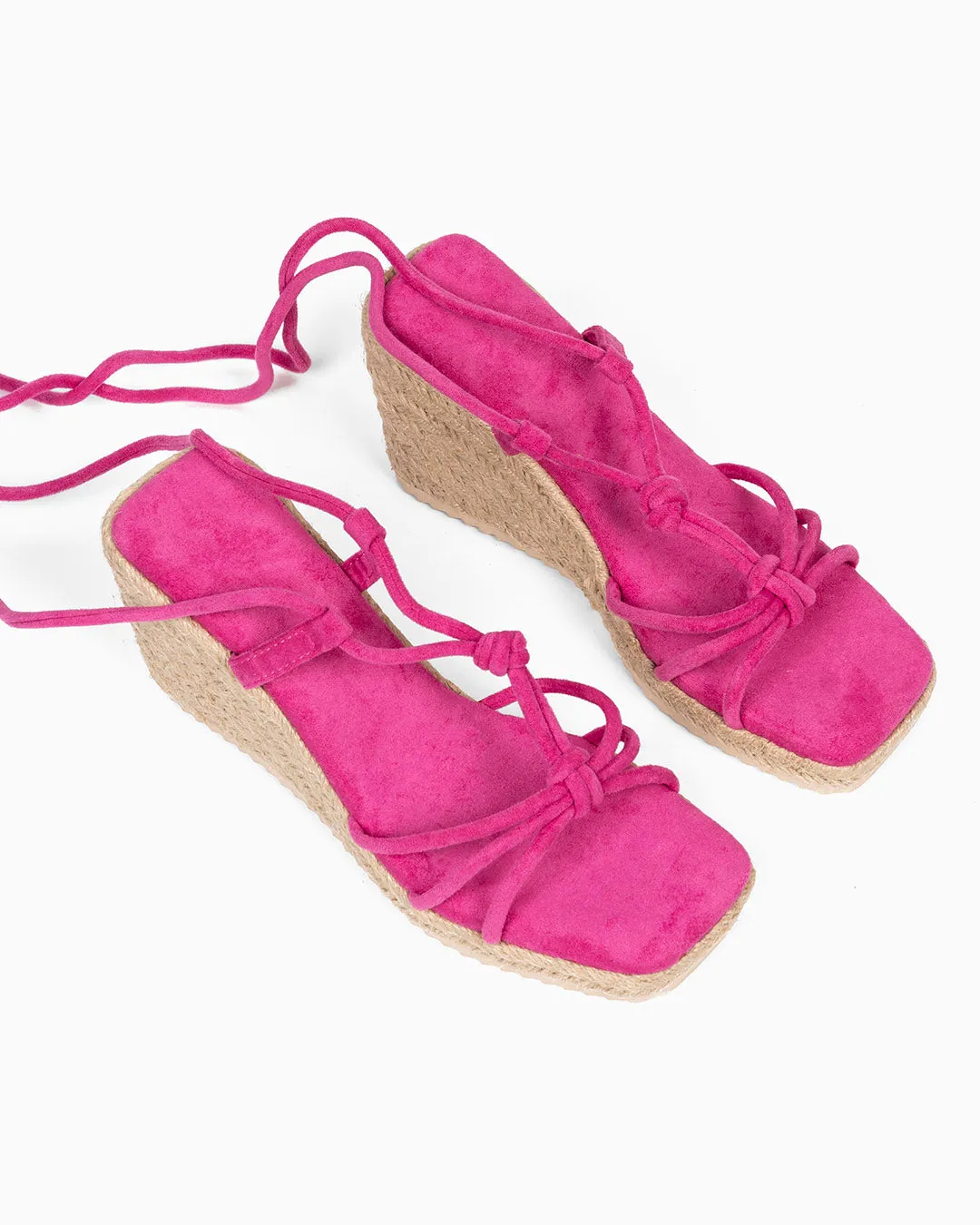 Sandalia Cua Nudos Punta Cuadrada Fushia