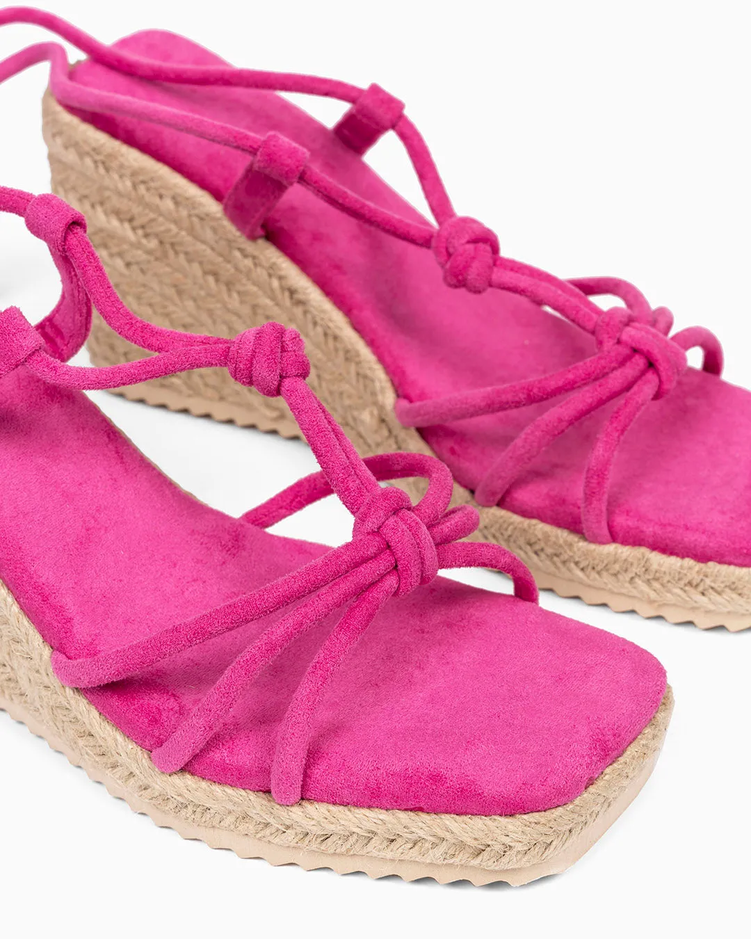 Sandalia Cua Nudos Punta Cuadrada Fushia