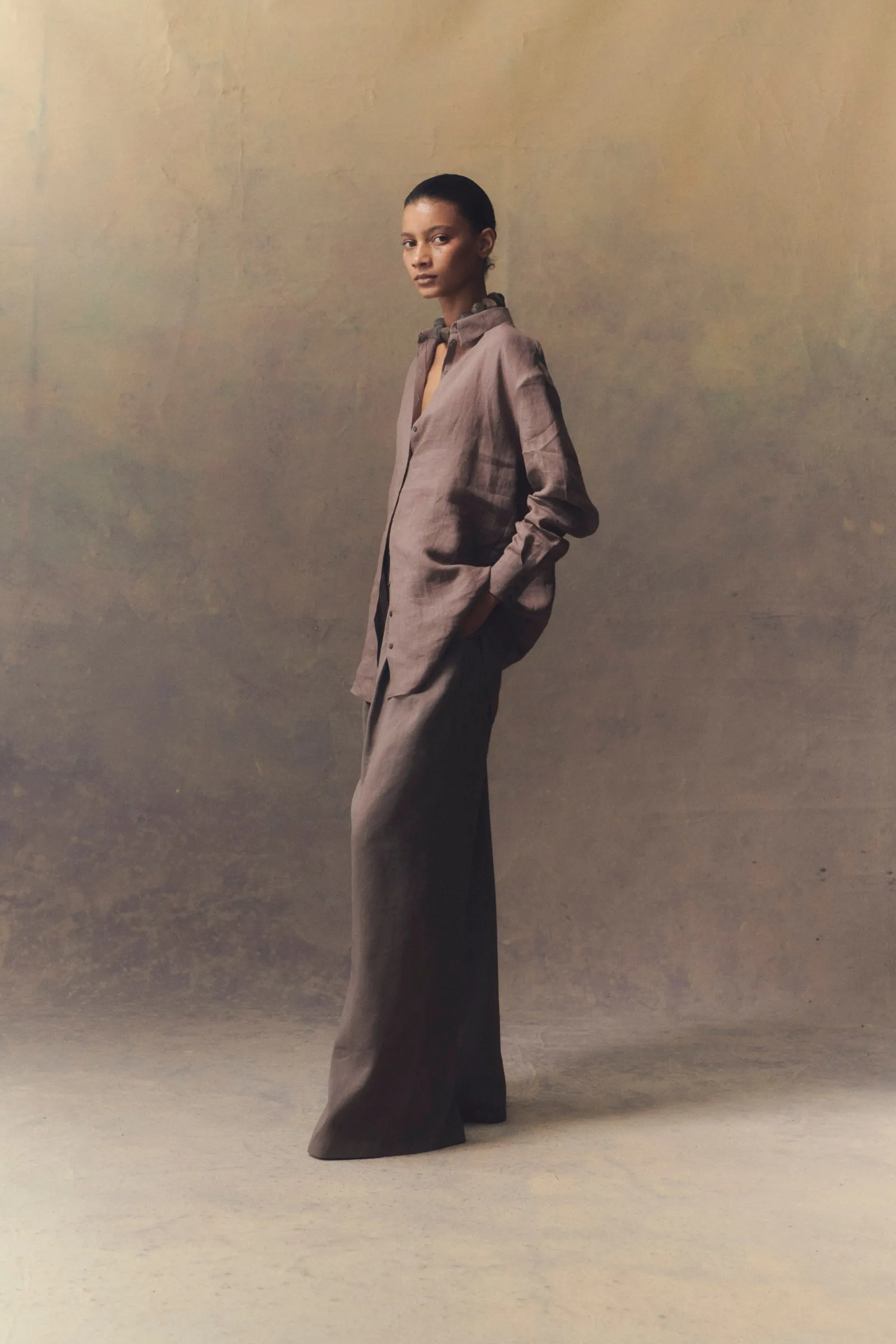 She, lavender pants