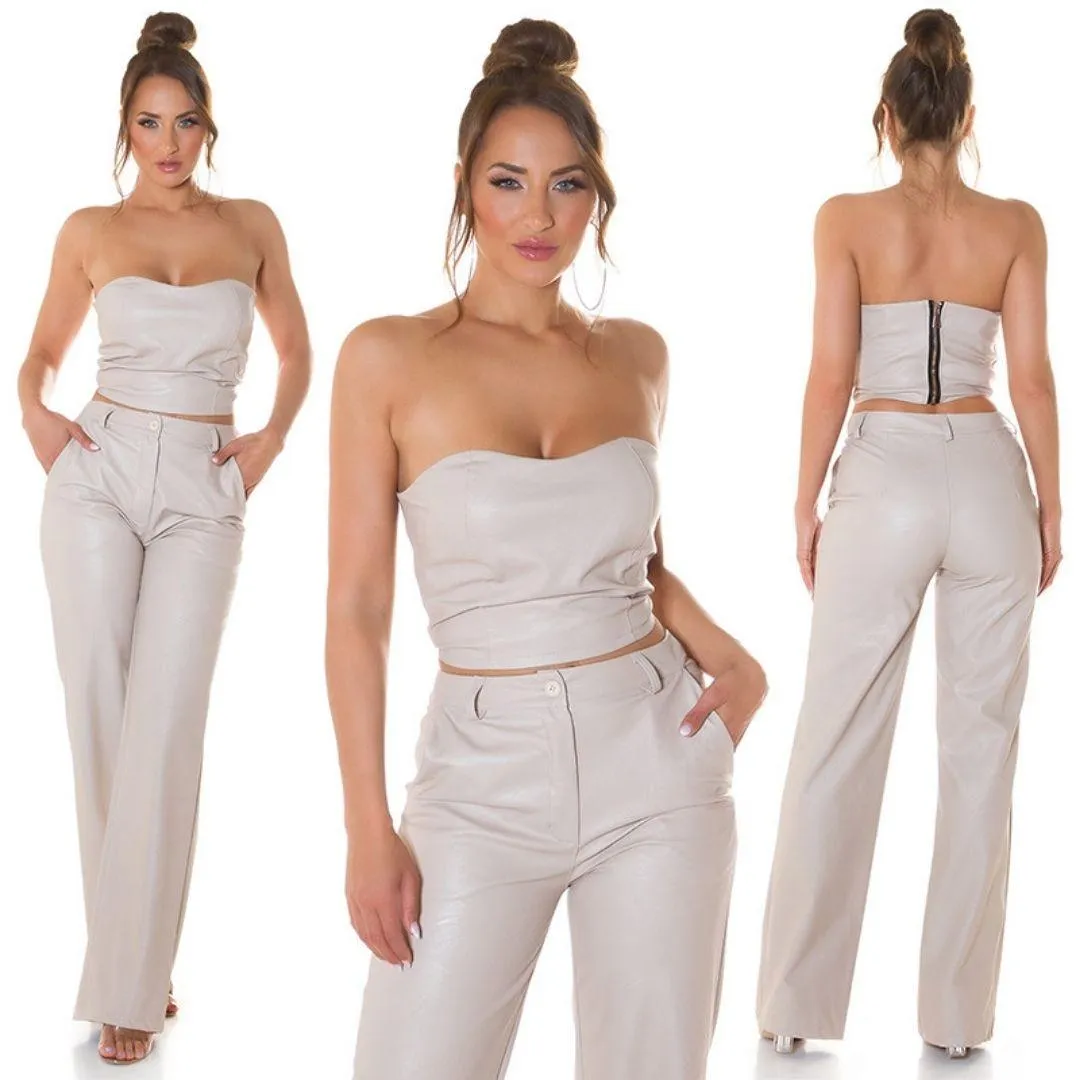 Top Bandeau polipiel Beige