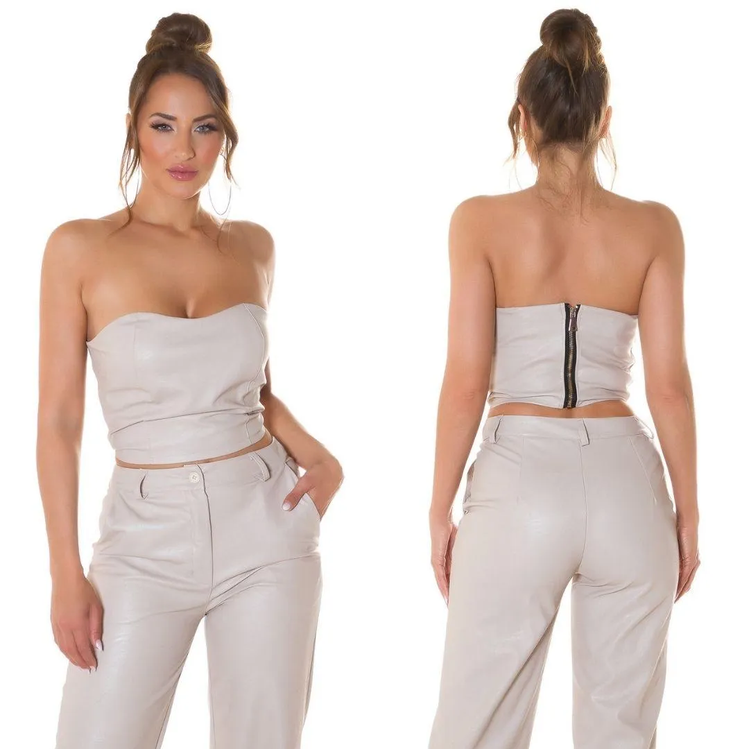 Top Bandeau polipiel Beige