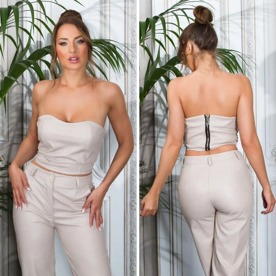 Top Bandeau polipiel Beige