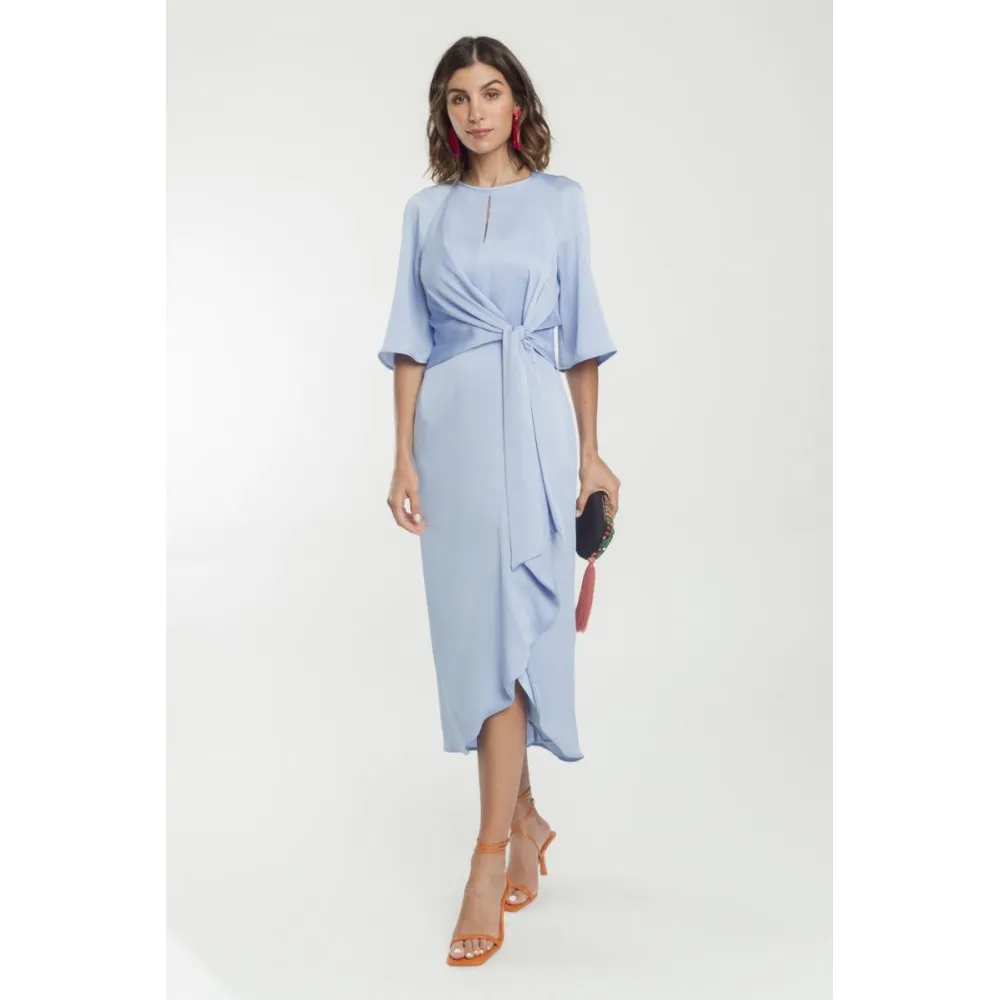 Vestido ALBA CONDE celeste nudo