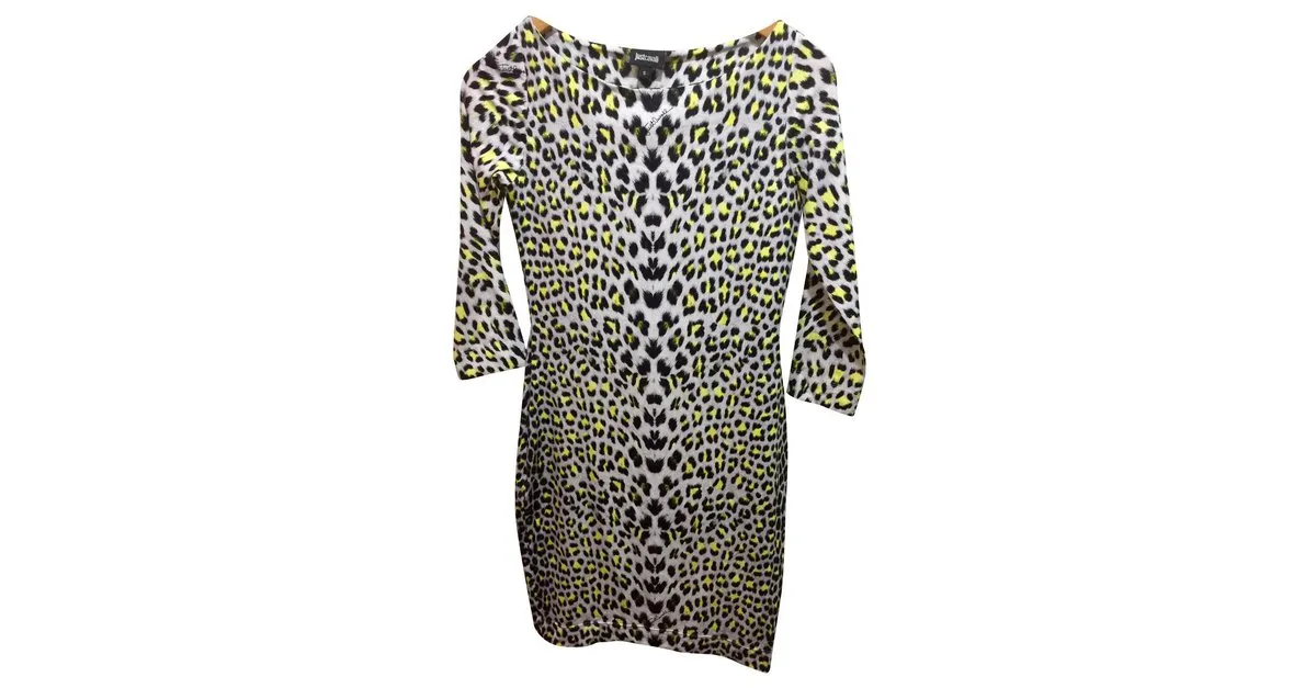Vestido con estampado de la firma Just Cavalli Multicolor Estampado de leopardo 