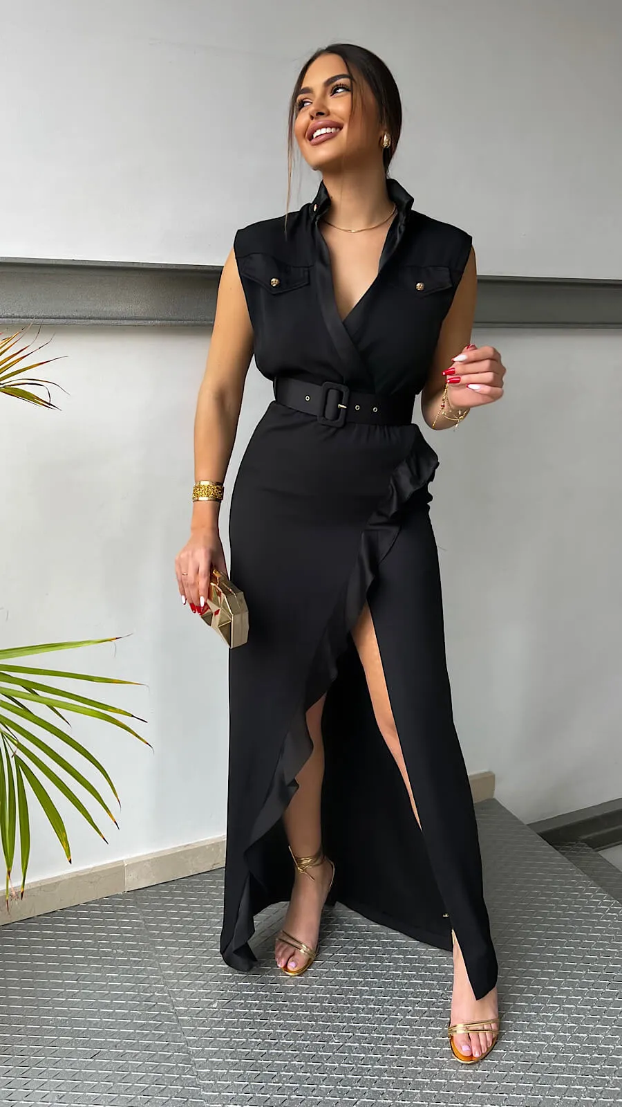 Vestido Negro Camisero Luxury