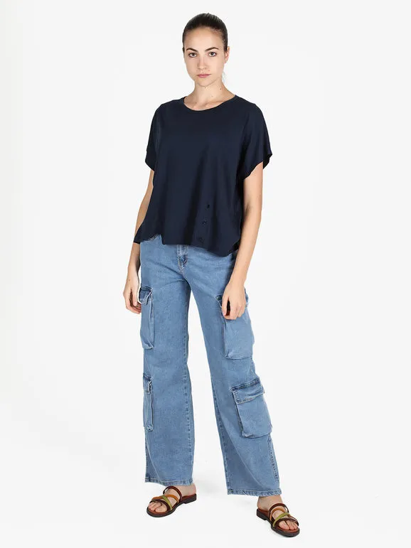 Wendy Trendy Camiseta oversize de algodón para mujer