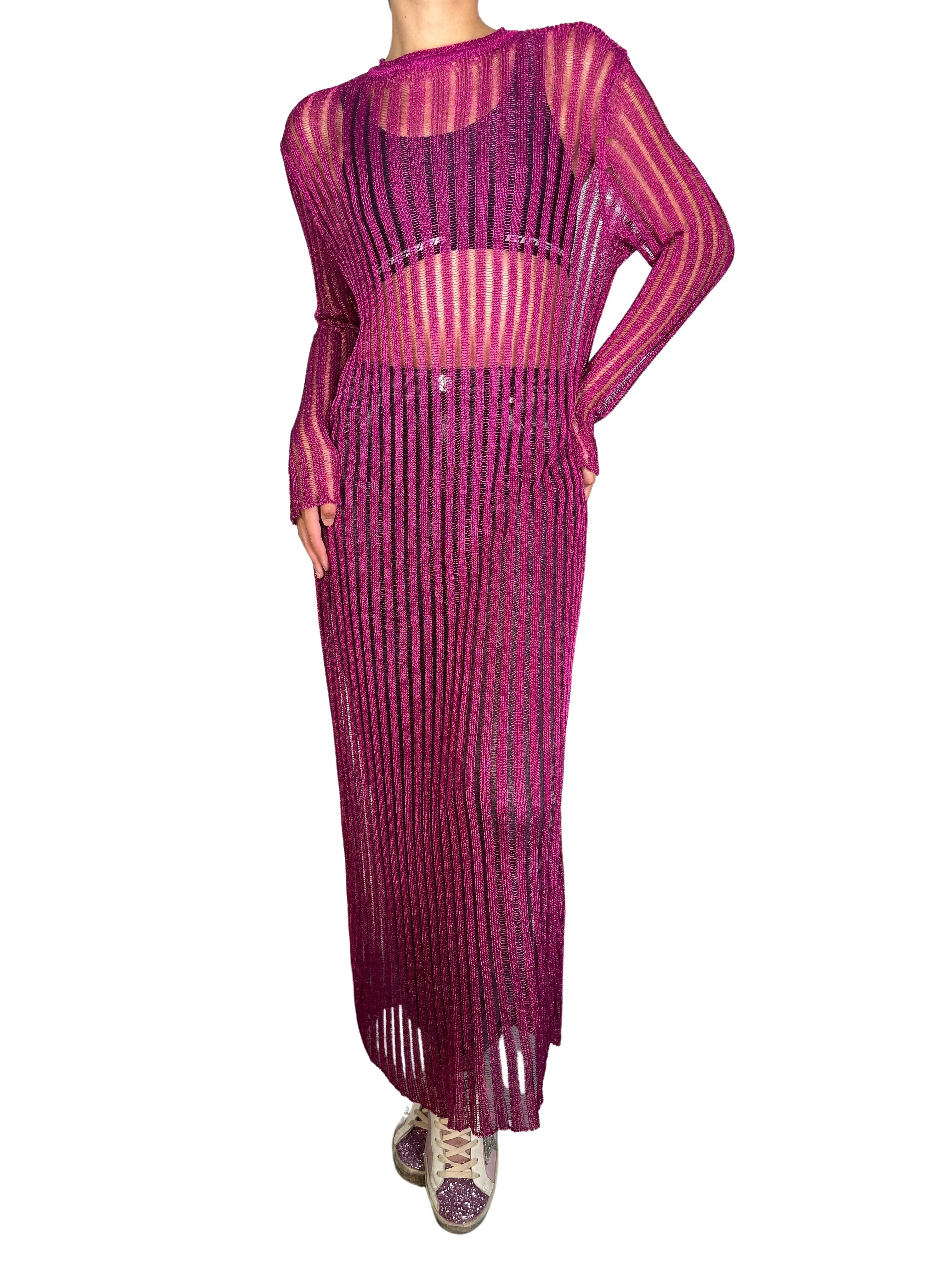 ZARA Vestido Traslucido Tejido
