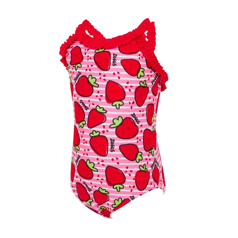 Zoggs Bañador Ruffle Crossback Niñas Strawberry print